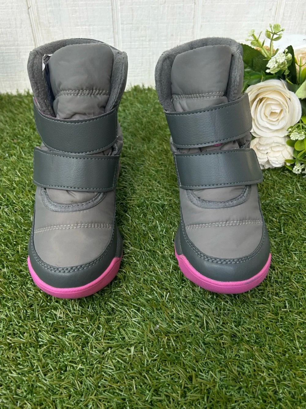 Sorel Kids Waterproof Strap Snow Boots - Gray & purple size 12toddler girls new